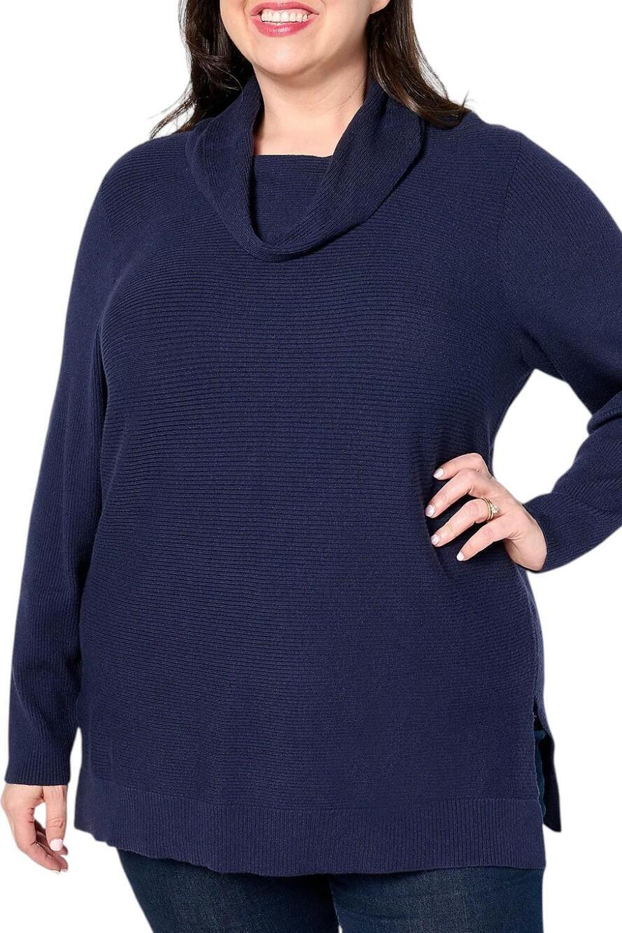 AnyBody Women's Brushed Rib Cowl Neck Sweater Side Slits Navy - Regular